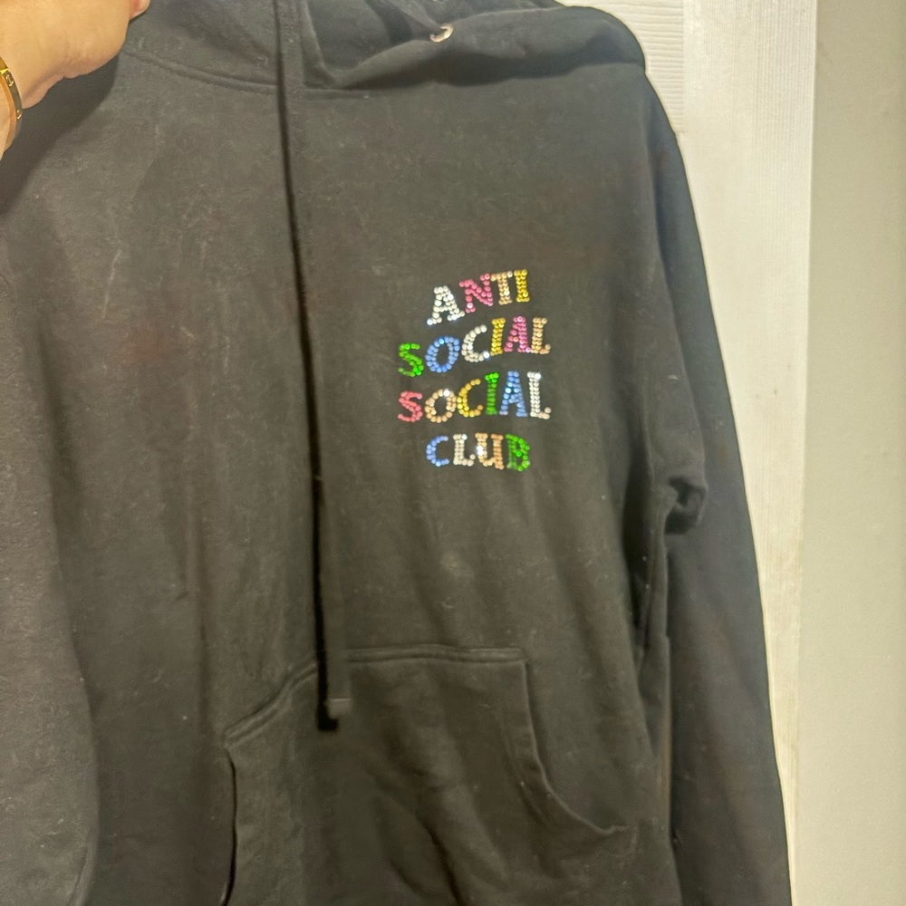 Anti Social Social Club Black Sweater with Rainbow Logo